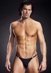 Microf. Thong w. Metal Rings Black S/M