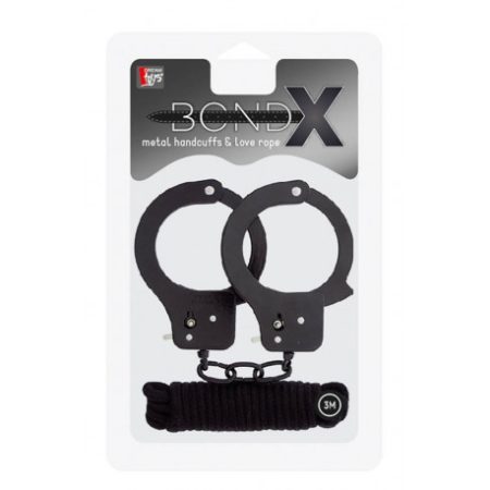 Bondx Metal Cuffs & Love Rope Set Black